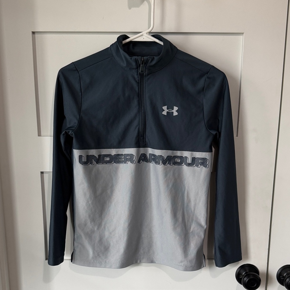 Kid’s Under Armour Blue/Gray and Gray HeatGear Pullover